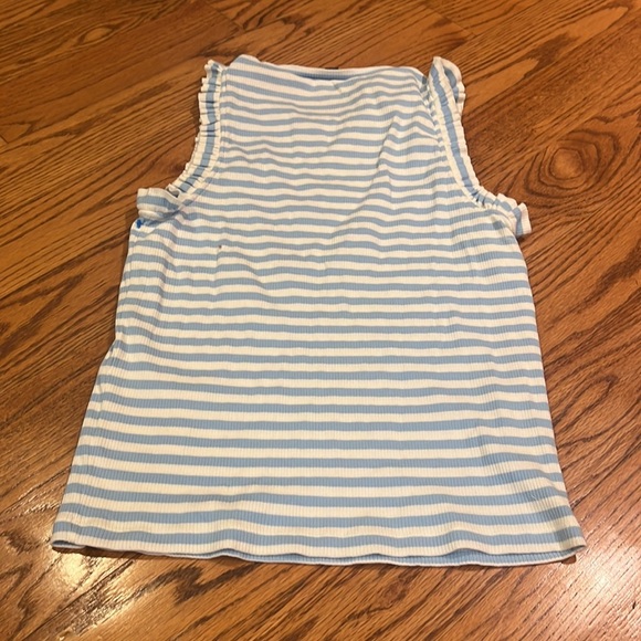J.Crew Woman’s Blue Striped Sleeveless Tank Size L - Picture 2 of 4
